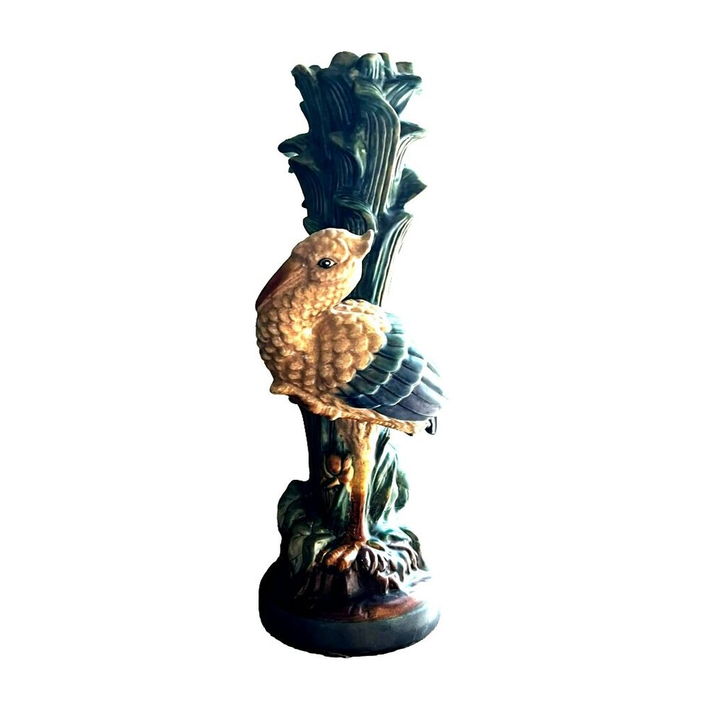 Frederick Cooper Stork Glazed Ceramic Candle Pillar Holder VTG 17 in Tall